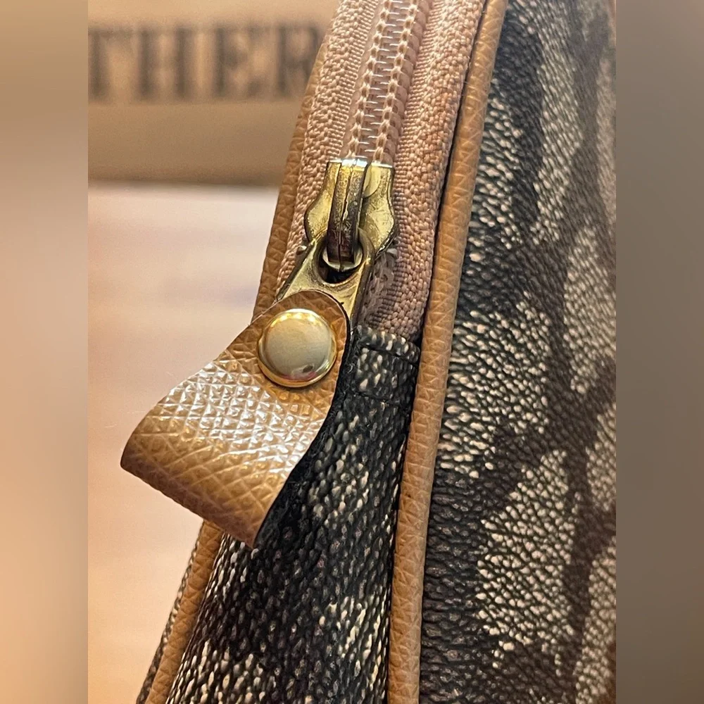 Yves Saint Laurent Black and Tan Patterned Cosmetic Pouch